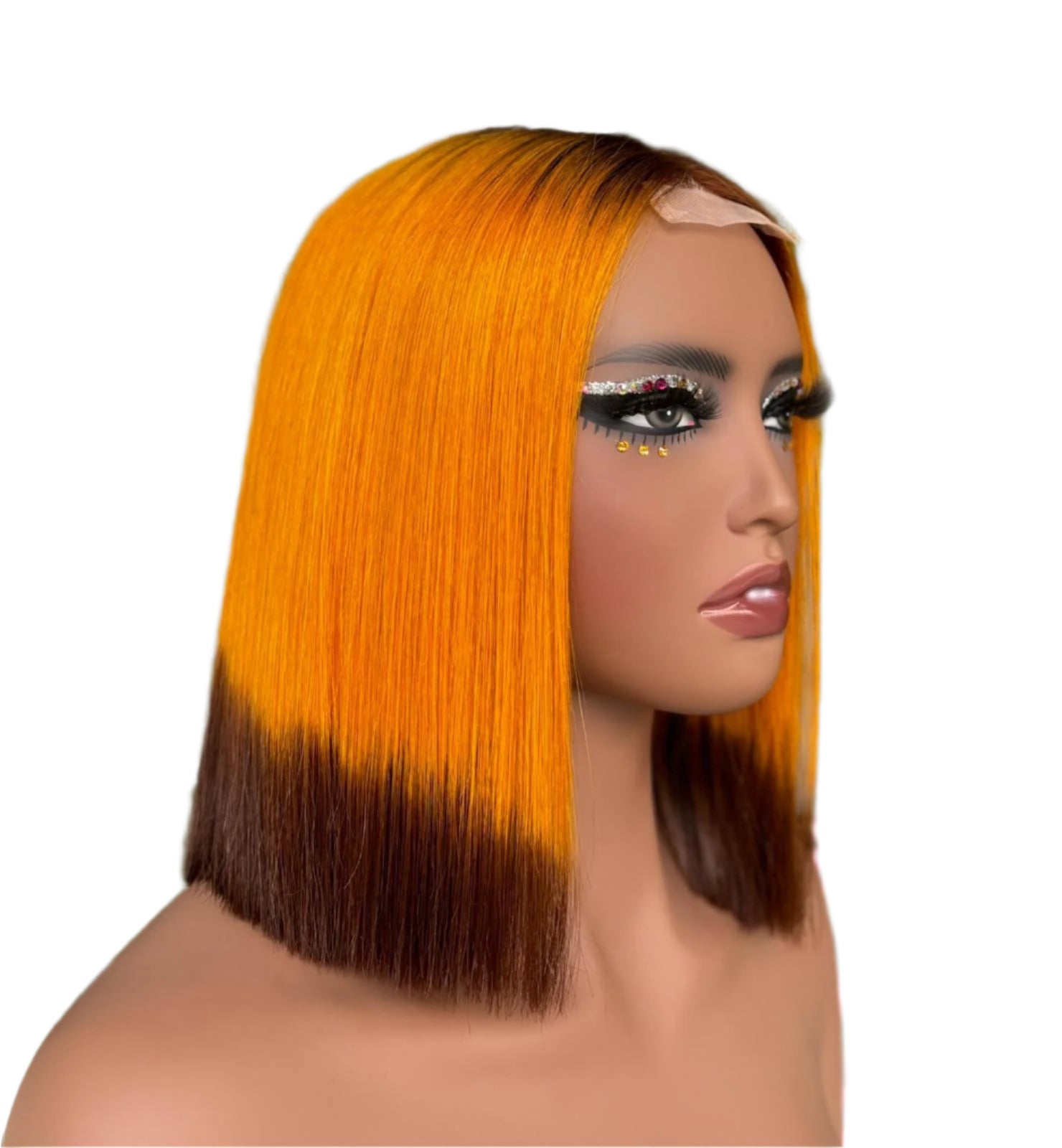 10” Ombre Orange Short Bob Lace Front Human Hair Wig