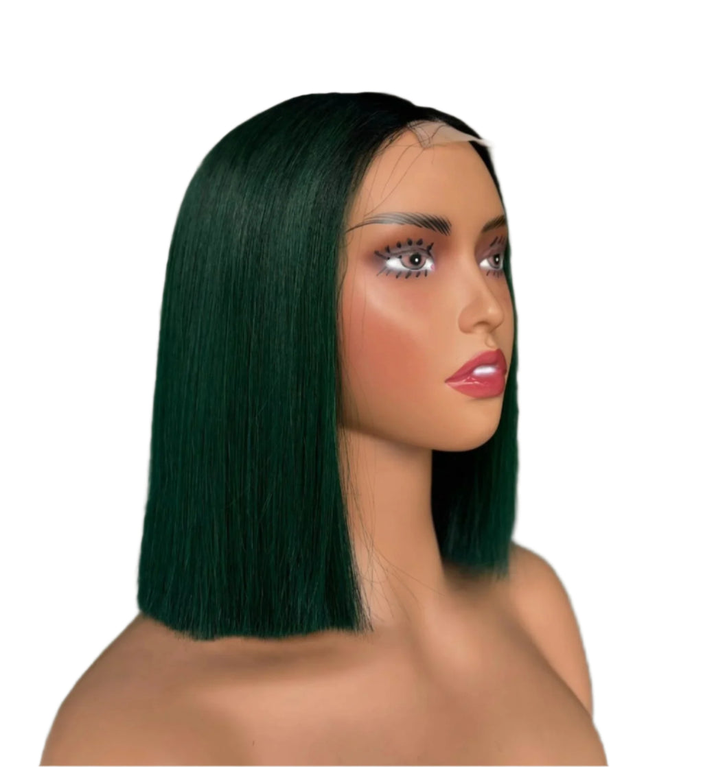 10” Neon Green Straight Bob Wig