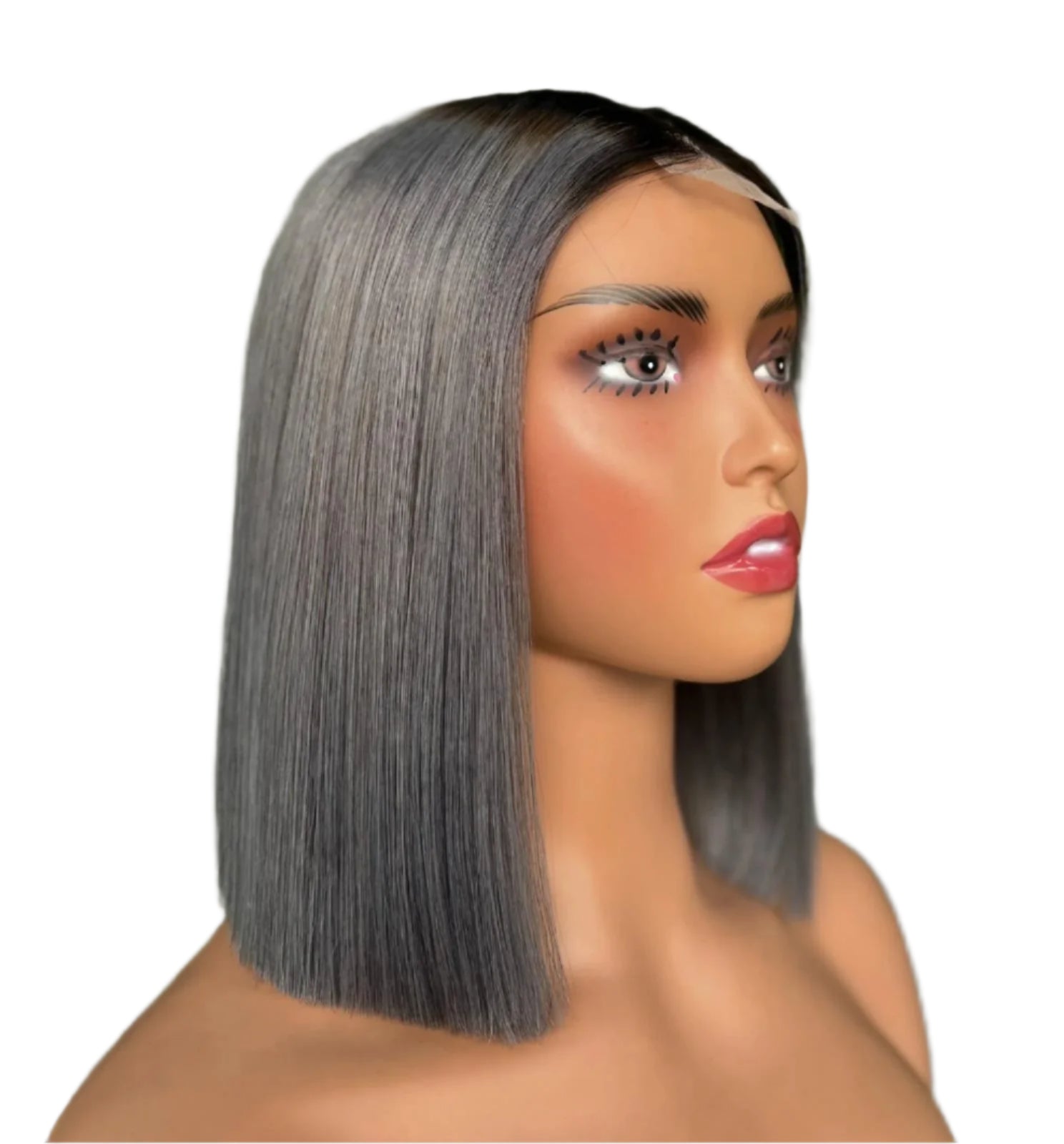 10” Ombre Black Grey Color 2x6 Lace Closure Bob Wig