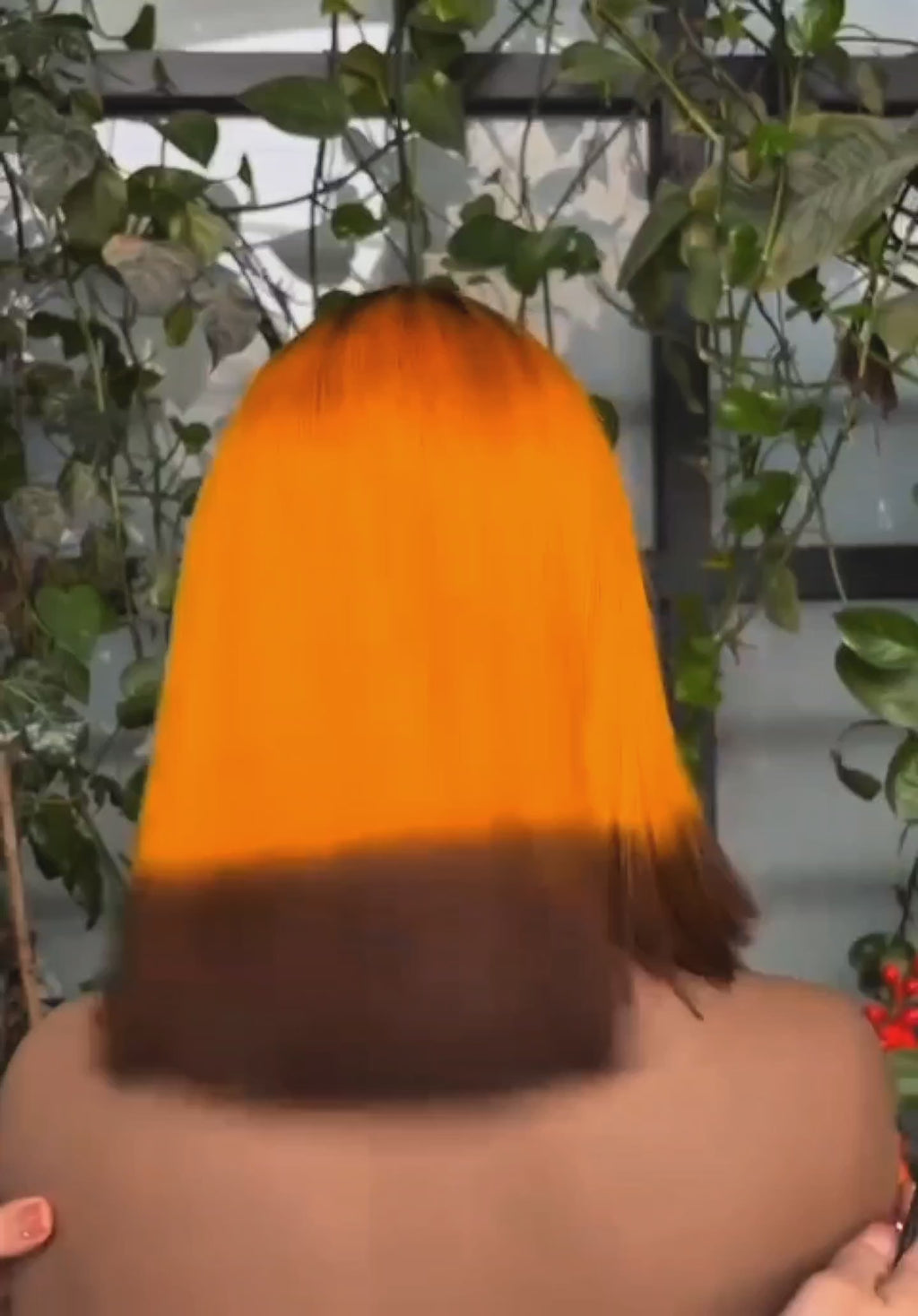 10” Ombre Orange Short Bob Lace Front Human Hair Wig